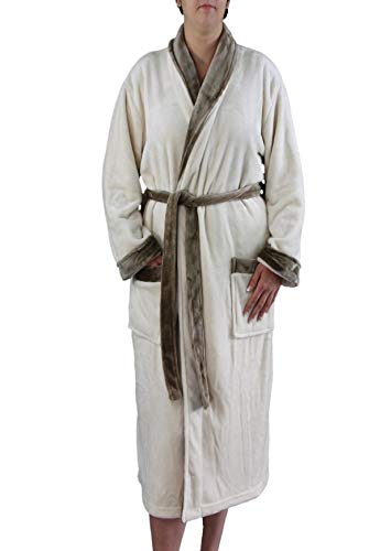 Gözze Damski i męski szlafrok kąpielowy z kołnierzem szalikowym, imitacja jedwabiu, rozmiar XL, biały wełniany, 20014-00-4