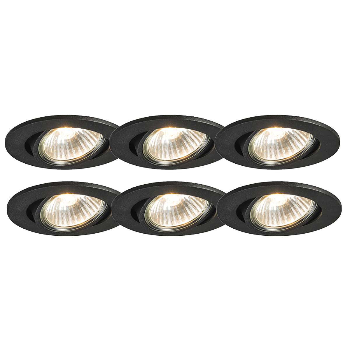 QAZQA Zestaw 6 reflektorów wpuszczanych czarnych uchylnych - Cisco