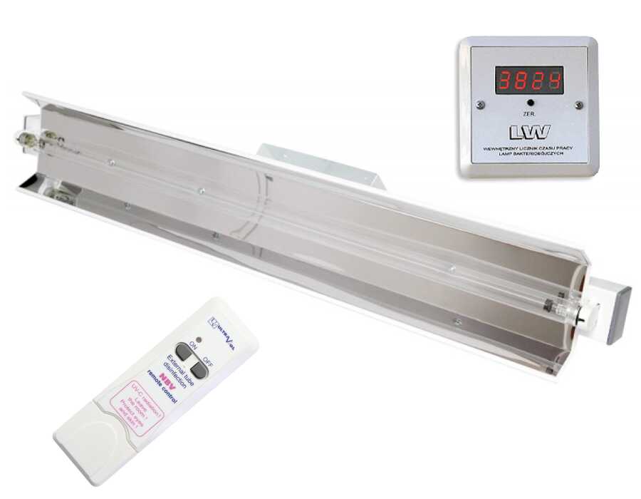 NBV-30NLW RC lampa bakteriobójcza bezp. działania 1x30W ścienna z pilotem i licznikiem LED