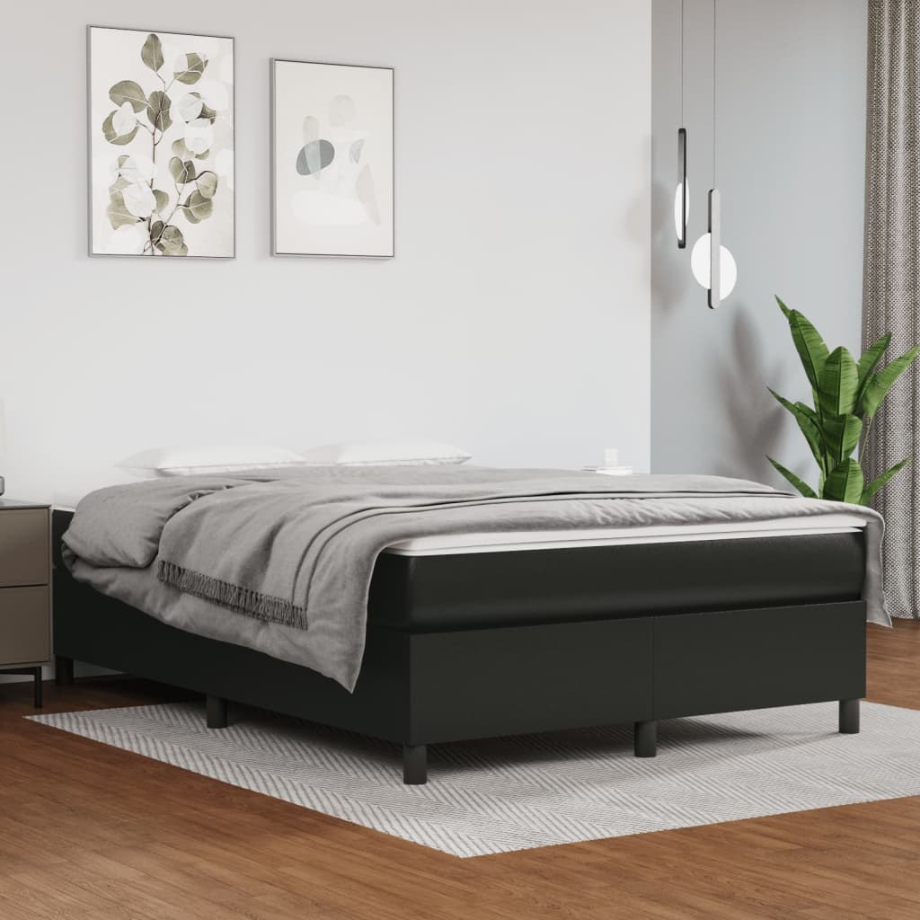 Lumarko Łóżko kontynentalne z materacem  czarne  ekoskóra 140x190 cm