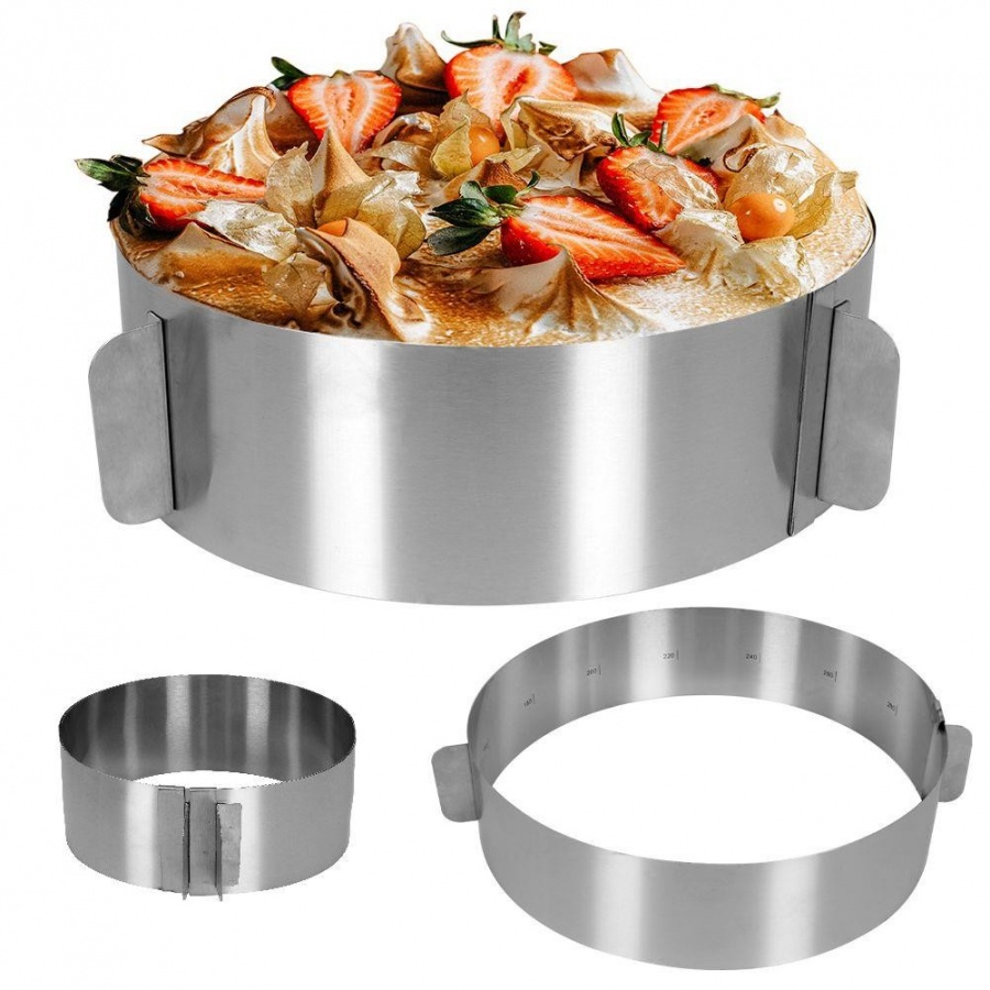 Forma do pieczenia ciasta regulowana okrągła rozsuwana opaska do tortu stalowa obręcz 16-30 cm kod: O-259138