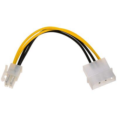 Molex Kabel zasilający Akyga AK-CA-12 ( P4 F-M PVC 0,15m czarno-żółty ) KABAKGZAW0005 [5273286]
