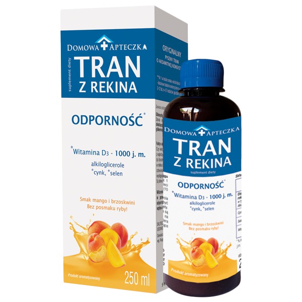 DOMOWA APTECZKA Tran z rekina o smaku mango i brzoskwini 250 ml Domowa Apteczka