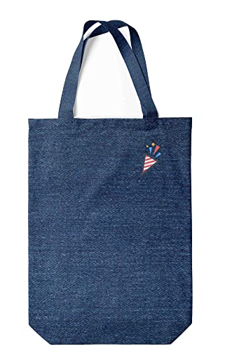 Green Fish Denim Torba na zakupy, torba na zakupy wielokrotnego użytku, torba na zakupy, nadająca się do prania w pralce, składana, jeansowa torebka z uchwytami, 22x26 cm