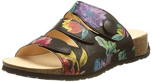 Think! Damskie buty Mizzi_3-000656 bezchromowe garbowane ekologiczne kapcie pantolette, 9000 czarne/kombi, 41 EU, 9000 czarny kombi, 41 EU