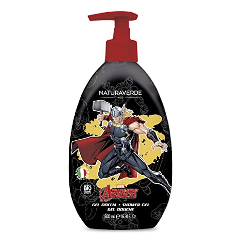 Naturaverde | Kids - Marvel Avengers - żel pod prysznic dla dzieci Thor, produkty higieniczne dla dzieci, z ekstraktami z nagietka i rumianku BIO, 500ml