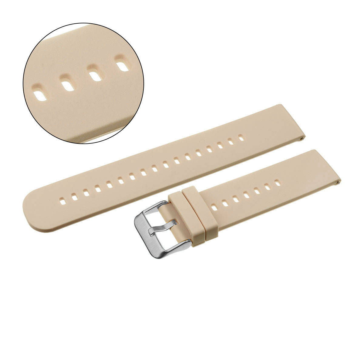 Pasek uniwersalny 20 mm silikonowy beżowy, srebrna zapinka + teleskopy, U27