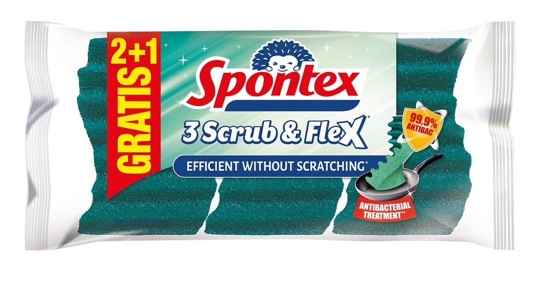 Spontex Zmywaki kuchenne poliuretanowe 3 Scrub & Flex 3 szt