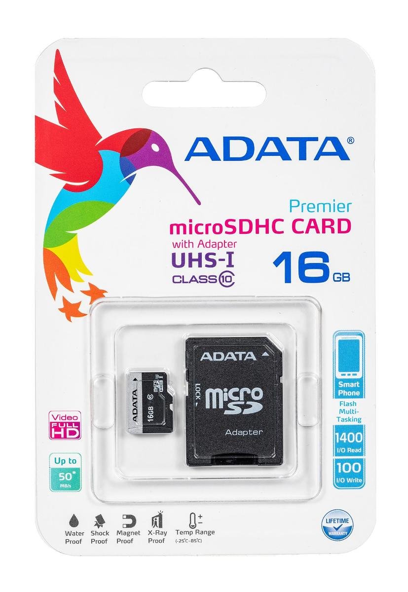 ADATA microSD Premiere 16GB + adapter (AUSDH16GUICL10-RA1)