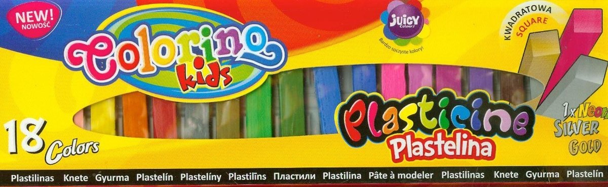 Patio 18kolorów Plastelina kwadratowa złoty srebrny różowy-neonowy