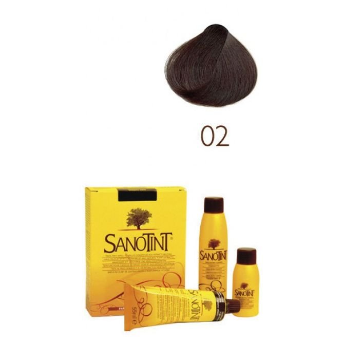 Sanotint Classic, farba do włosów na bazie ekstraktów roślinnych i witamin 02 Black Brown, 125 ml