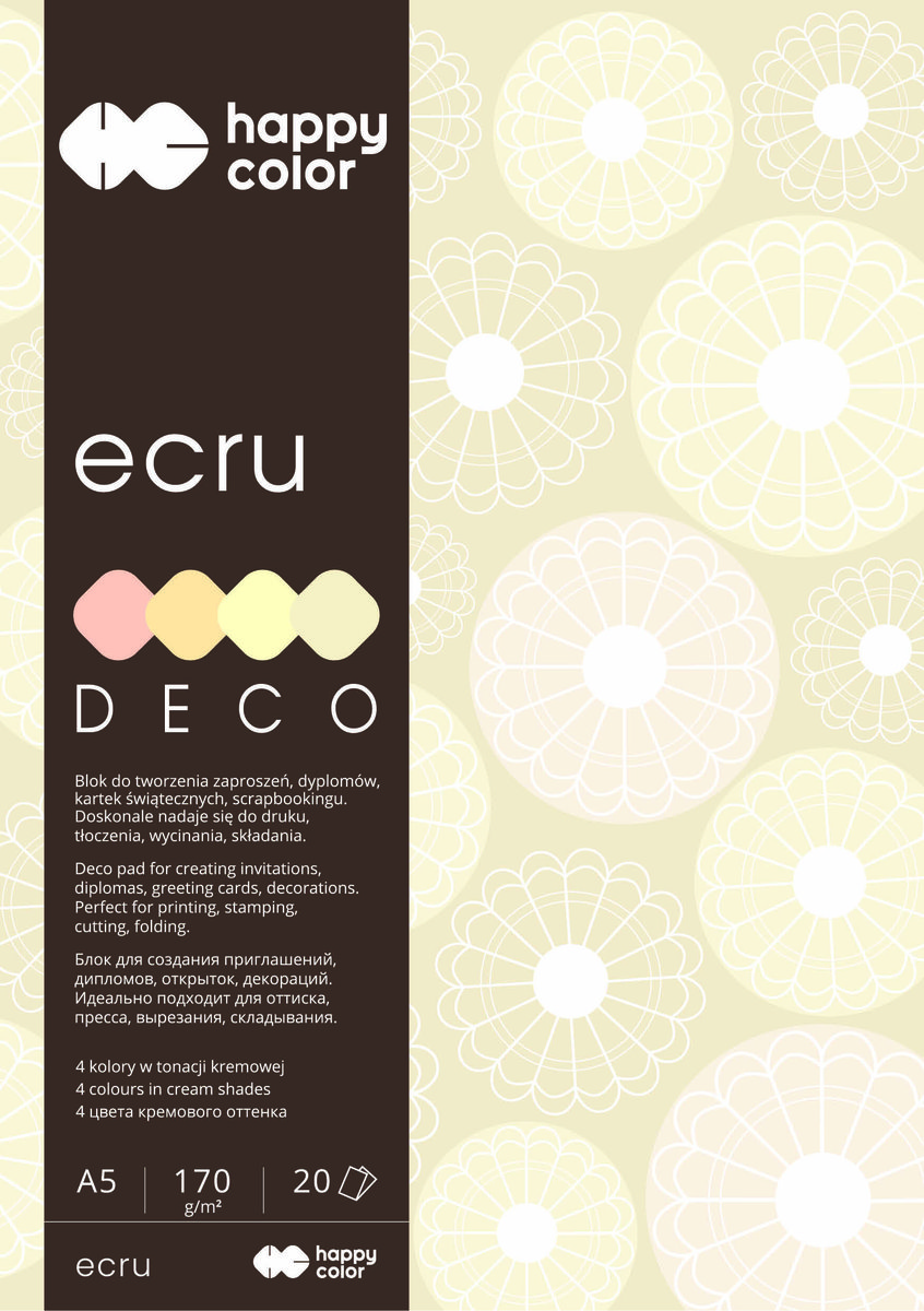 GDD Grupa Dystrybucyjna Daccar Happy Color, blok Deco Ecru, format A5, 20 kartek
