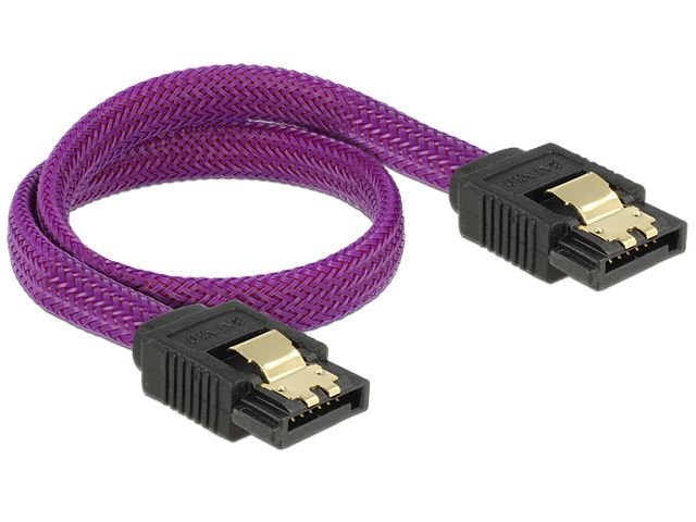 Delock Kabel do dysku 6Gb/s 30cm z pozłacanymi zatrzaskami Premium fioletowy 83690