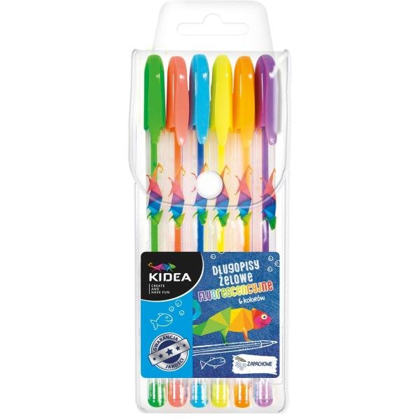 Derform Długopis żelowy 6 kolorów florescencyjny Kidea DZF6KA