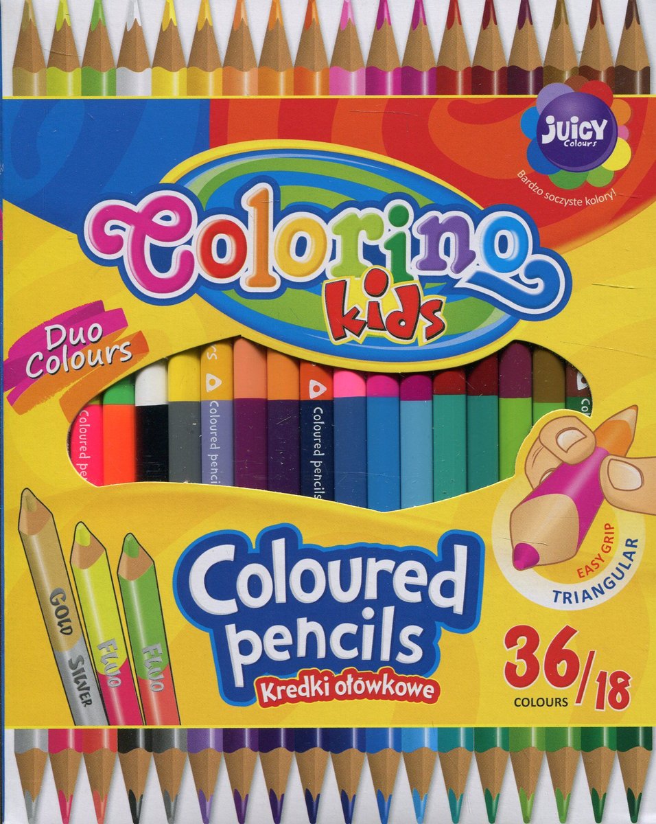 Colorino Kredki trójkątne dwustronne 36 kolorów