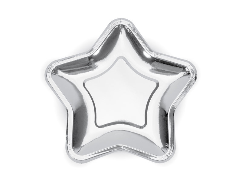 Party Deco Talerzyki Gwiazda srebrne - 23 cm - 6 szt. TPP34-018ME