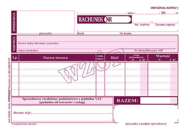Druk rachunek poziom A6 80 01030)