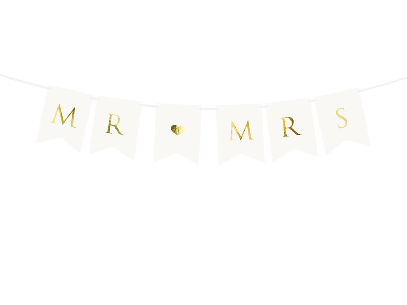 Party Deco Baner Mr Mrs - biały - 85 cm - 1 szt. GRL66-008