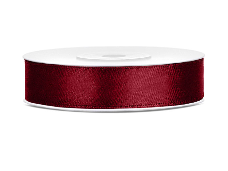 Party Deco Tasiemka satynowa, bordowa, 12 mm / 25 m, 1 szt. TS12-082