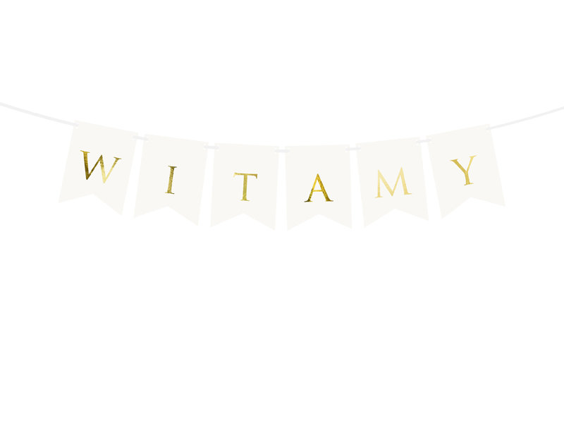 PartyDeco Baner weselny Witamy biały 15x80 cm GRL69-008