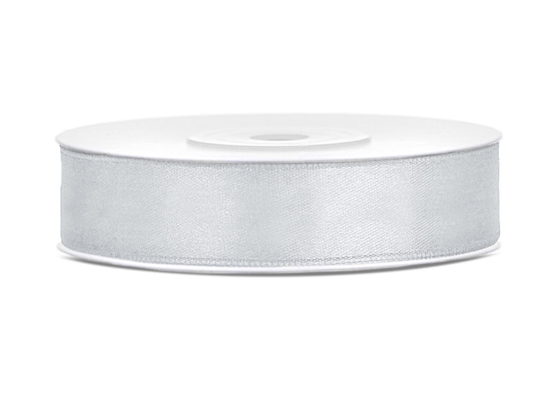 Tasiemka satynowa srebrny 12mm/25m 1szt TS12-018