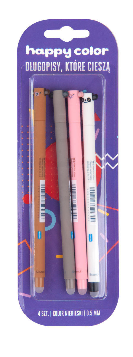 GDD Długopis usuwalny Uszaki niebieski 4 sztHAPPY COLO