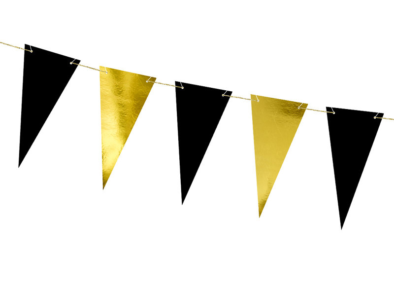 Party Deco Girlanda baner flagietki czarne i złote - 215 cm - 1 szt. FLG12