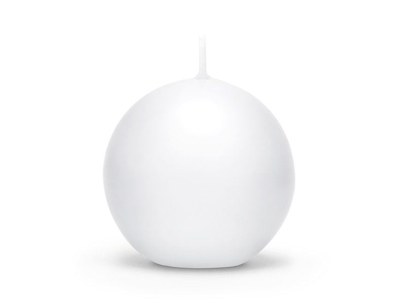 PartyDeco Świeca matowa Kula, biały, 6 cm SKUMAT60-008-OP