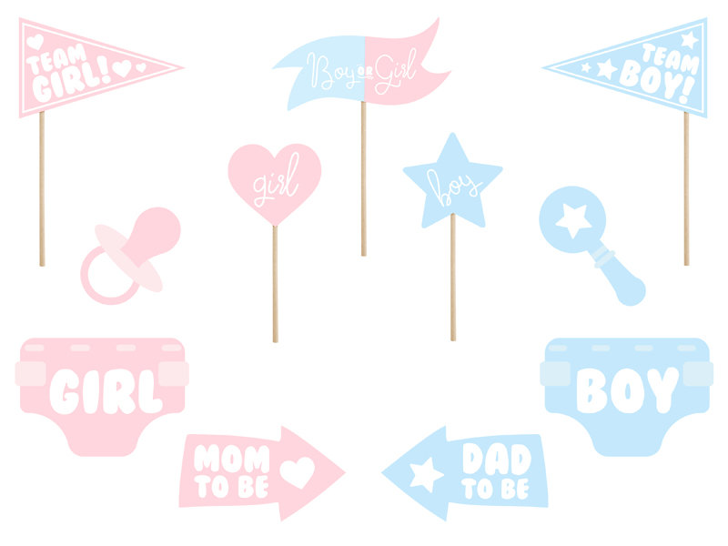 PartyDeco Gadżety do zdjęć Gender reveal party, mix KNP29