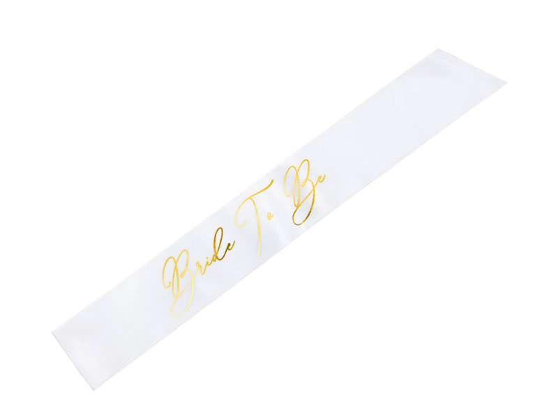 PartyDeco Szarfa Bride to be, biały, 75cm SWP3-008
