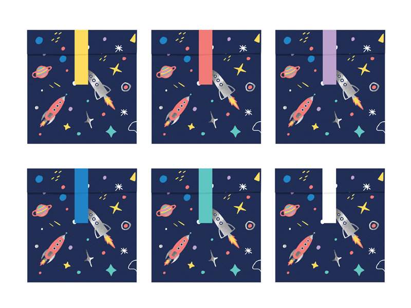 PartyDeco Torebki na słodycze Kosmos, 13x14cm (1 op. / 6 szt.)