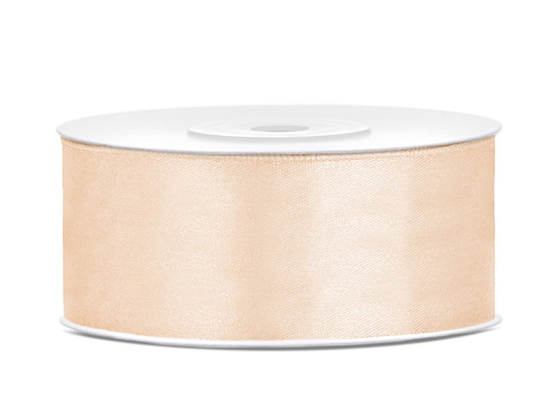 PartyDeco Tasiemka satynowa, kremowa, 25 mm / 25 m TS25-079