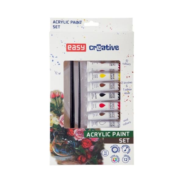 Easy Stationery Farbki akrylowe 12 kolorów EASY