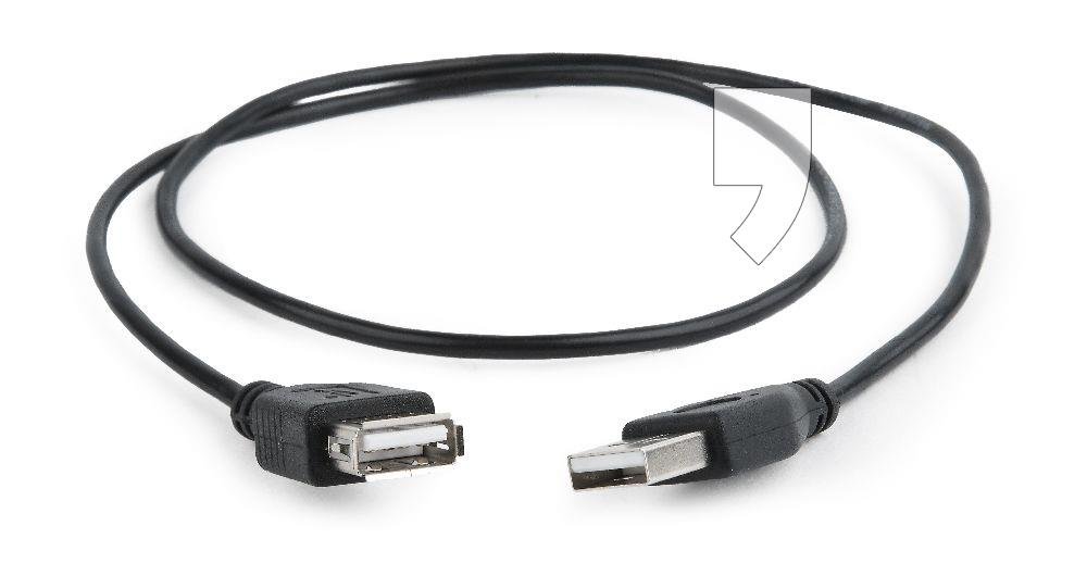 Gembird Przedłużacz kabla USB 2.0 AM-AFI 0.75m czarny (CC-USB2-AMAF-75CM/300-BK)