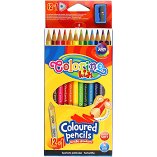 Colorino Kredki ołówkowe trójkątne 12 kolorów + temperówka Patio