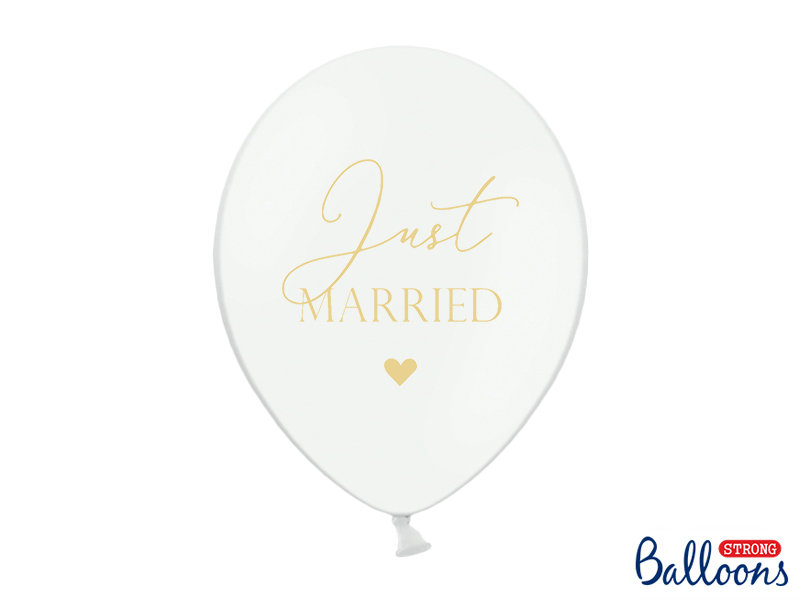 Party Deco Balony z nadrukiem weselnym Just Married - 30 cm - 6 szt. SB14P-237-008-6