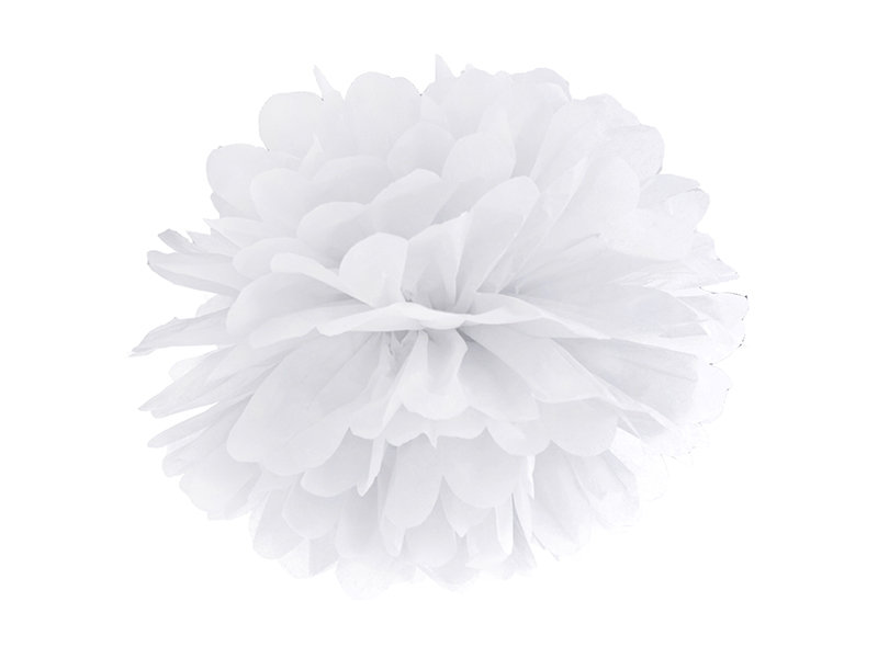 PartyDeco Pompon bibułowy, biały, 35 cm PP35-008