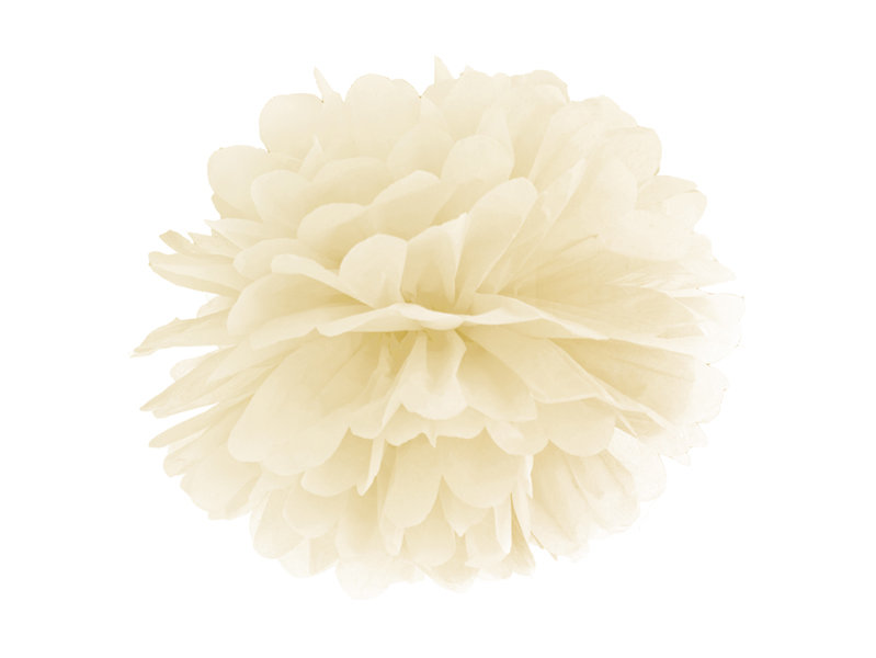 PartyDeco Pompon bibułowy, kremowy, 25 cm PP25-079