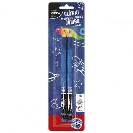 JUMBO Ołówek trójkątny HB z gumką Kidea OTGG2KA Derform
