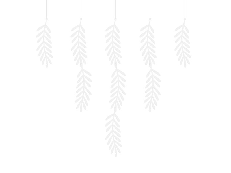 PartyDeco Girlanda Gałązki, biały, 1,8m GL5-008
