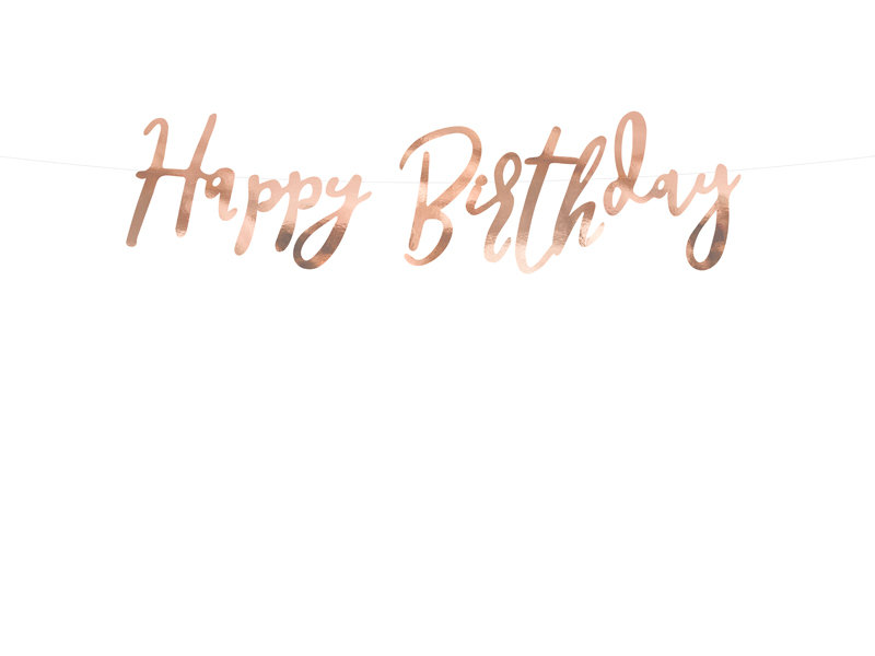 PartyDeco Baner Happy Birthday, różowe złoto, 16,5x62cm GRL75-019R