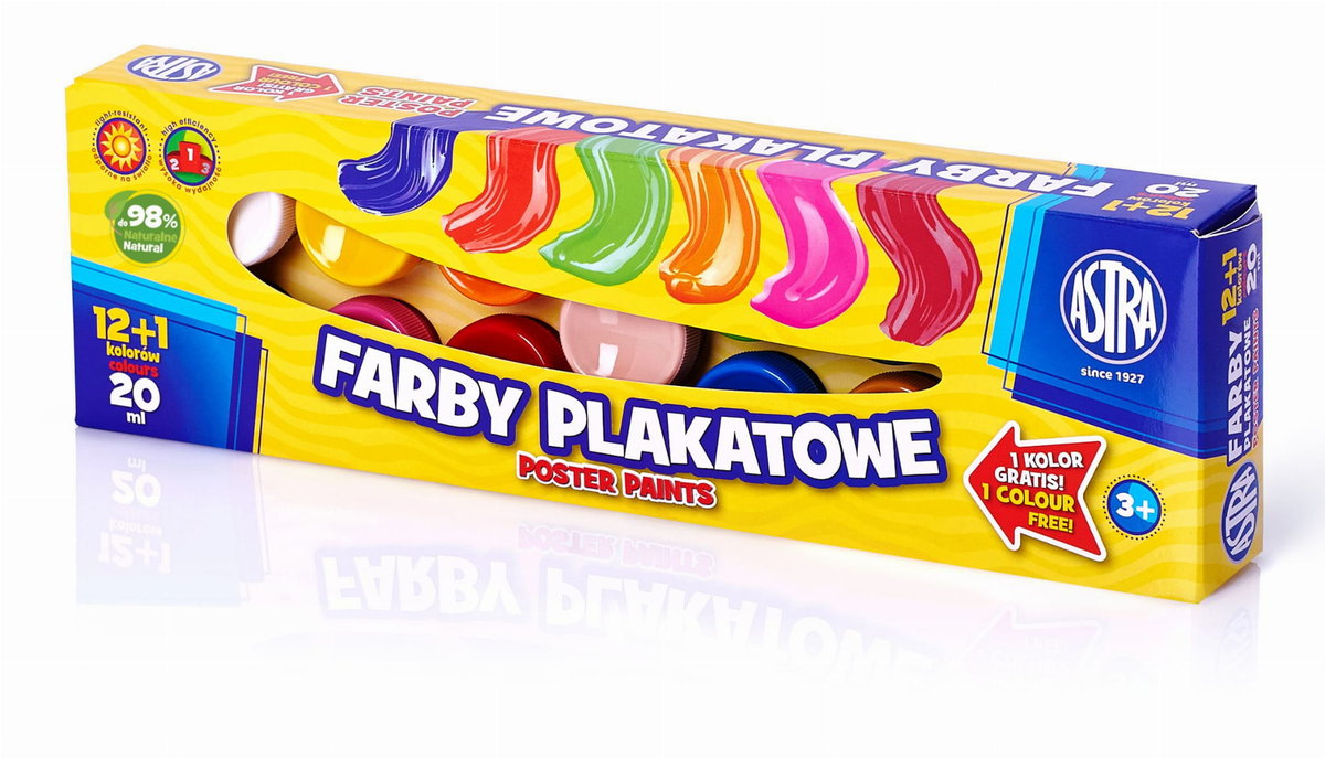 Farby plakatowe 12 kolorów/20 ml + 1 kolor gratis!