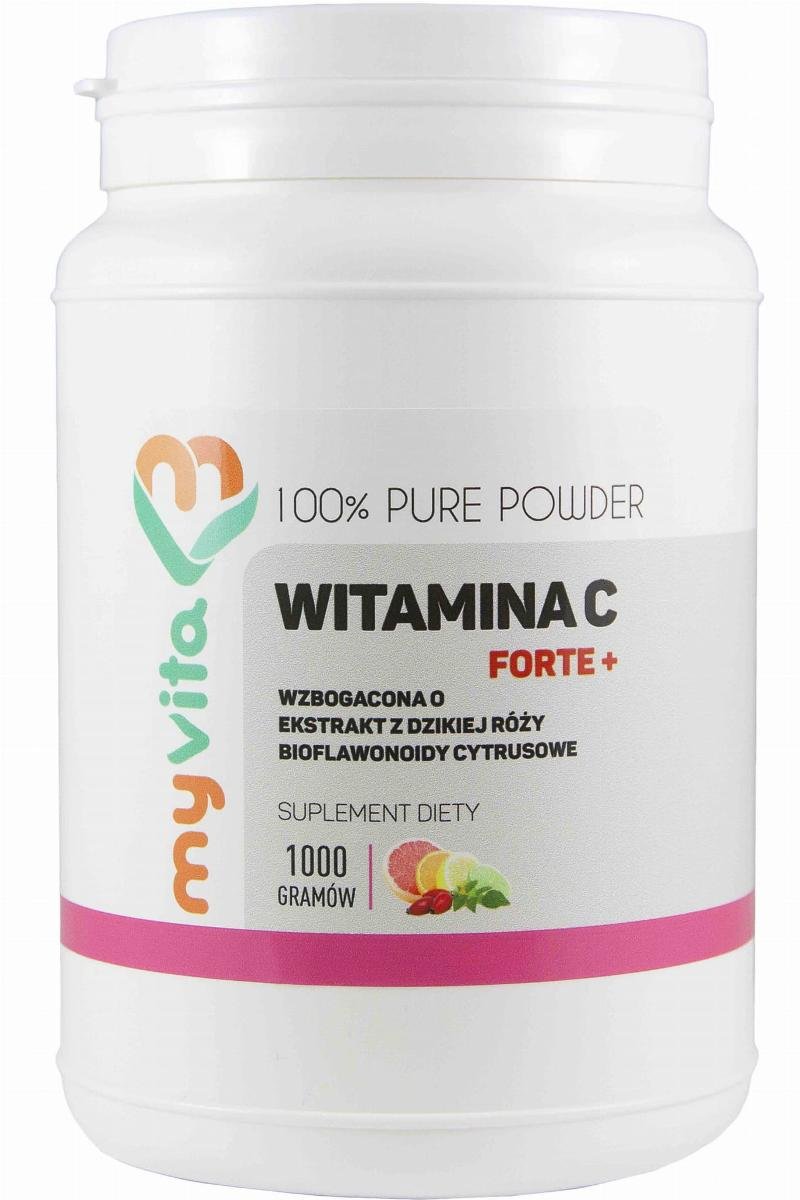 MyVita Witamina C FORTE+ proszek 1kg - witamina C + bioflawonoidy + dzika róża 5903021590947