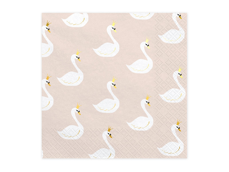 Party Deco Serwetki papierowe Lovely Swan beżowe 33x33 cm 20 szt uniwersalny