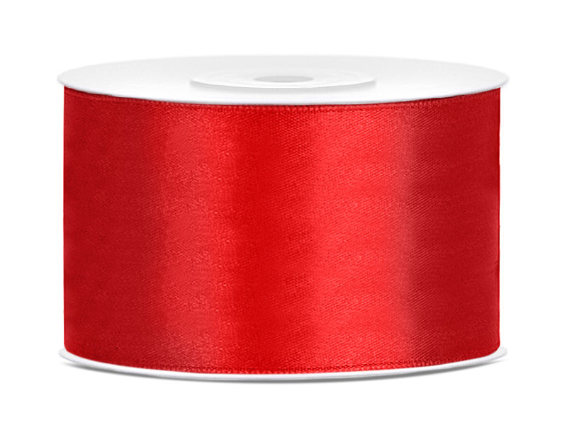 PartyDeco Tasiemka satynowa, czerwona, 38 mm / 25 m TS38-007