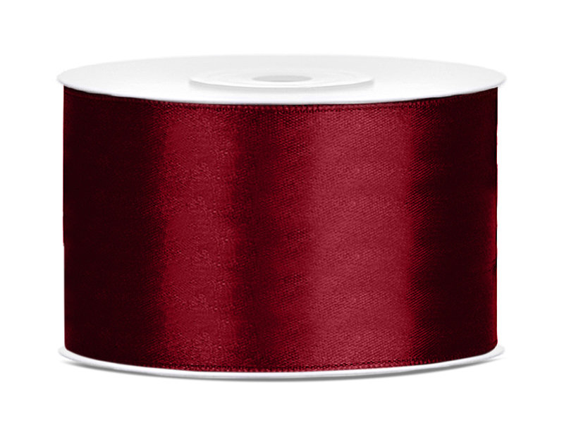 PartyDeco Tasiemka satynowa, bordowa, 38 mm / 25 m TS38-082