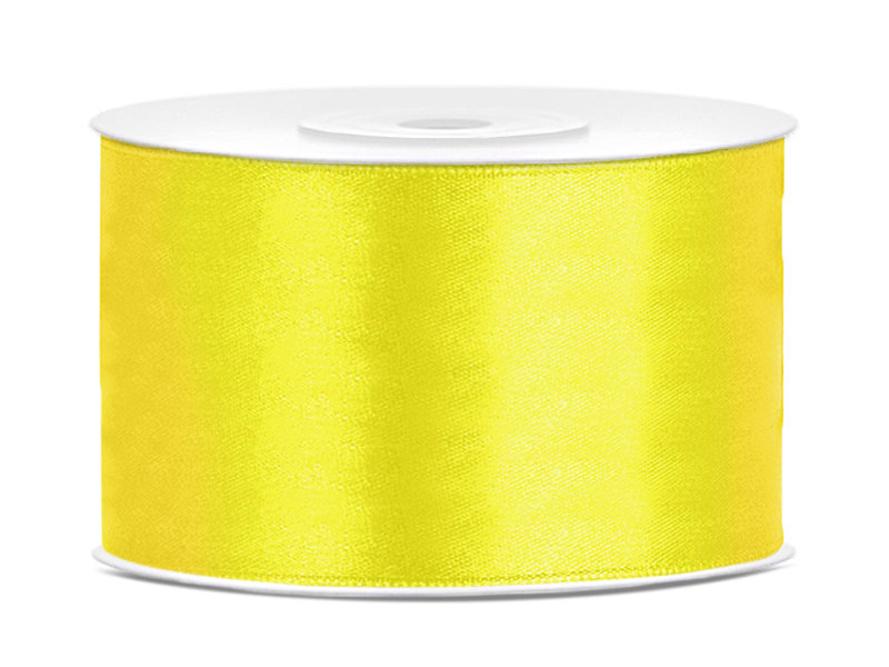 PartyDeco Tasiemka satynowa, żółta, 38 mm / 25 m TS38-084
