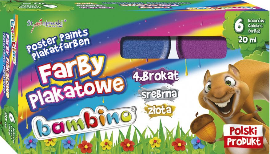 Bambino Farby Plakatowe 6 Kolorów 20 Ml Brokat