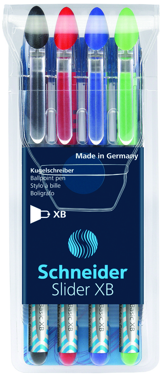 Schneider Zestaw Długopis Slider Basic, XB, 4 miks kolorów podstawowych SR1512