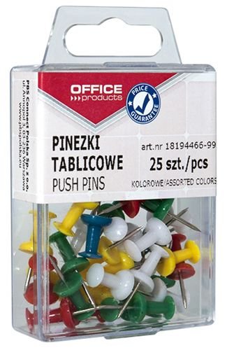 Office products OFFICE PRODUCTS Pinezki kolorowe beczułki w pudełku, 25szt., mix kolorów 18194466-99